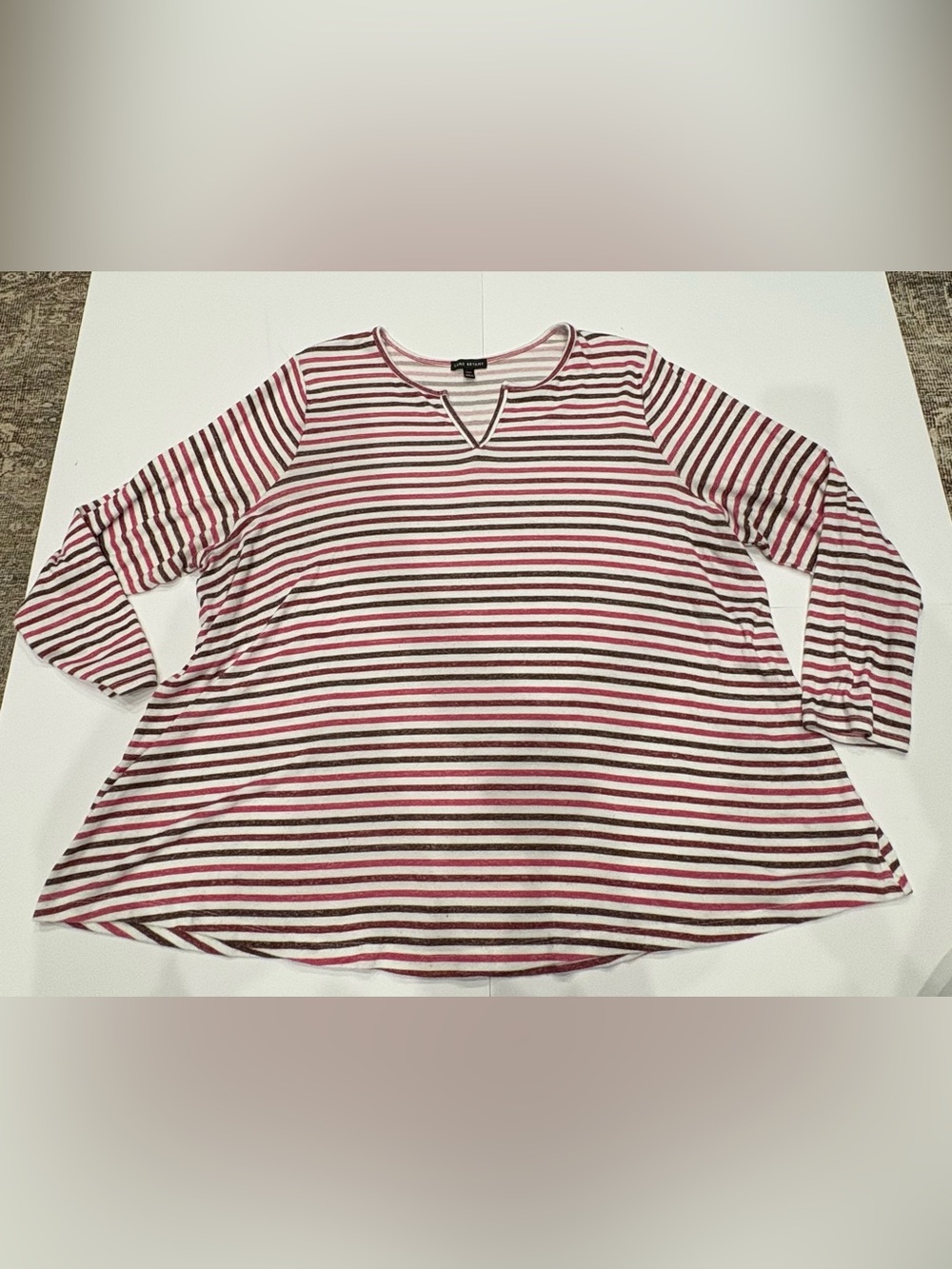 Lane Bryant Long-Sleeve Striped Shirt - Pink & Purple